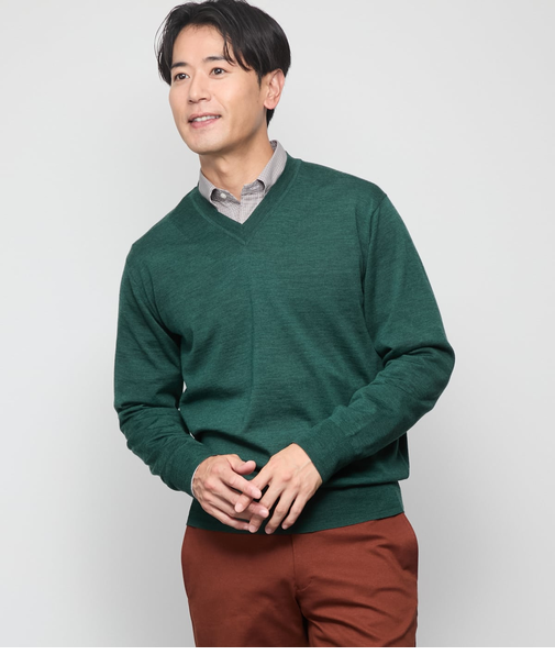 【ウォッシャブル】Vネック プルオーバーニット