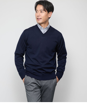 【ウォッシャブル】Vネック プルオーバーニット