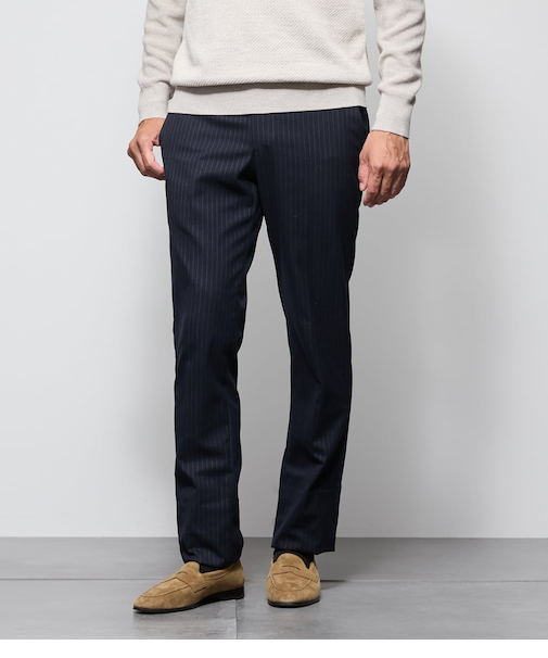 【ウォッシャブル・ストレッチ】チョークストライプ パンツ