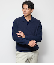 襟付きハーフジップニット