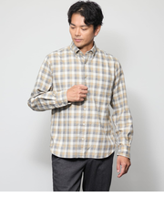 NUANCES COLOR MEASURE CHECK 起毛 ネルチェック 長袖ショートボタンダウンシャツ
