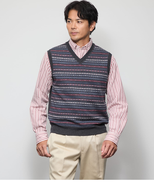 フェアアイル プルオーバー Vネックニットベスト