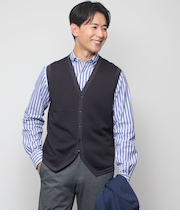【ウォッシャブル】Vネック 前開きニットベスト