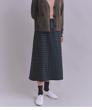 【ウォッシャブル】Woolish Block Check 切替スカート