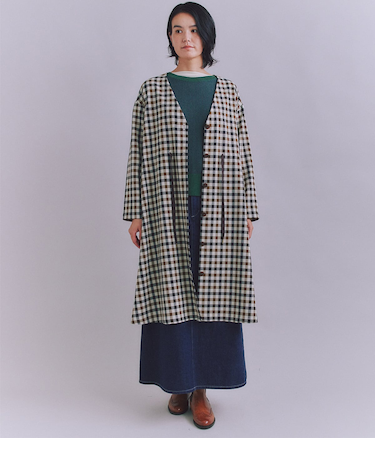 【ウォッシャブル】Woolish Block Check リボンドロストドレス