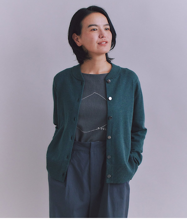 【ウォッシャブル】Organic Cotton Blend Plating ニットブルゾン