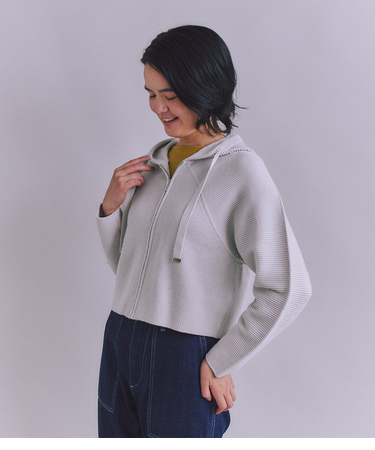 【ウォッシャブル】Garter & Half Cardigan Stitch フーディニット