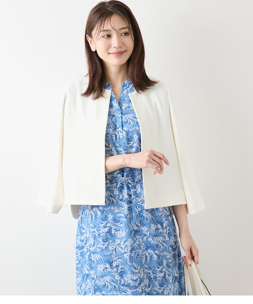 ジョーゼットダンボール 7分袖着流しカーディガン