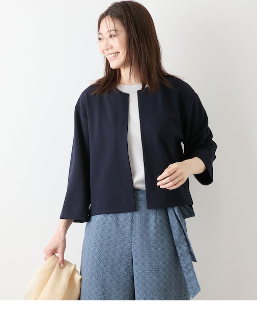 ジョーゼットダンボール 7分袖着流しカーディガン