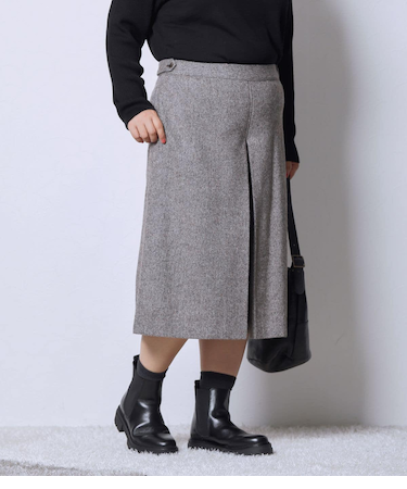 【L】ブロークンヘリンボーンツィード キュロットパンツ