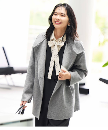 ウールナイロンリバー スタンドショートコート