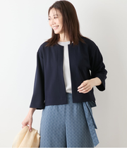 【L】ジョーゼットダンボール 7分袖着流しカーディガン