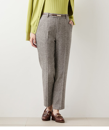 【L】ブロークンヘリンボーンツィード テーパードパンツ