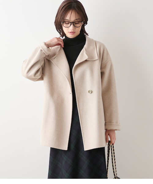 L】ウールナイロンリバー スタンドショートコート｜ニューヨーカーの