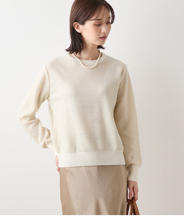 【手洗い可能】トライアングルラメ クルーネックニットプルオーバー