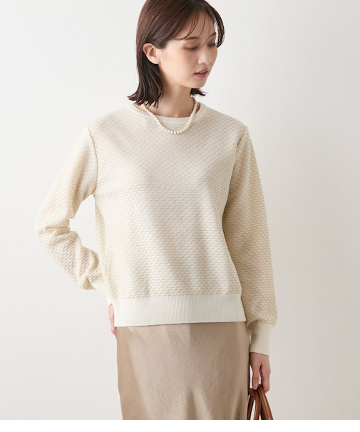 【手洗い可能】トライアングルラメ クルーネックニットプルオーバー