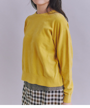 【ウォッシャブル】Creamy Cotton 玉ねぎ刺繍クルーネックニット