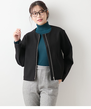 ジャージーメルトン ノーカラーブルゾン