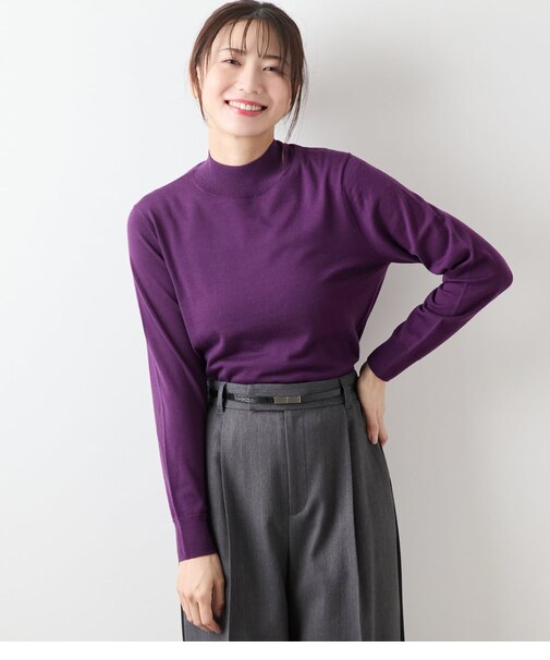 【L】【手洗い可能】キャッシュウール ボトルネックプルオーバー