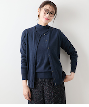 【手洗い可能】キャッシュウール クルーネックカーディガン