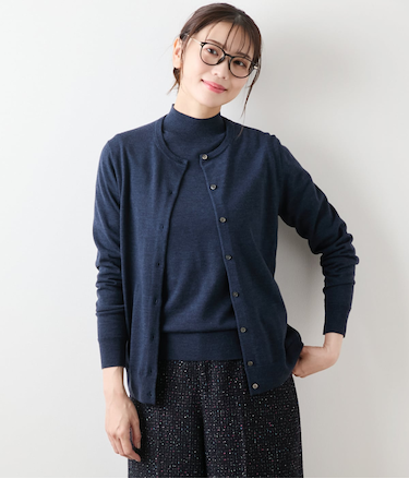 【手洗い可能】キャッシュウール クルーネックカーディガン