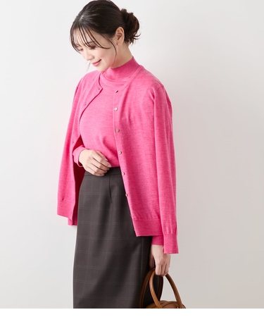 【手洗い可能】キャッシュウール クルーネックカーディガン