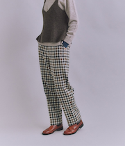 【ウォッシャブル】Woolish Block Check ダブルテーパードパンツ