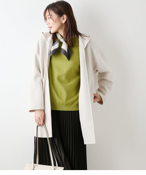 【L】【ウォッシャブル】ポリエステルダンボールライト フーデットコーディガン