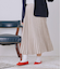 【L】フェイクスエード アコーディオンプリーツスカート