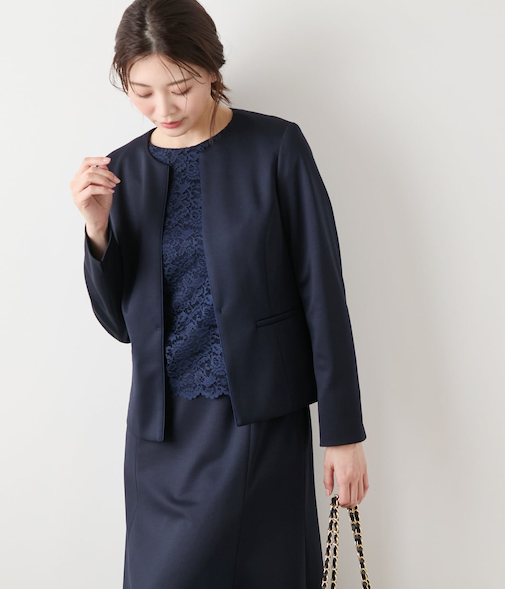 【ウォッシャブル】モクロディクリア ノーカラージャケット