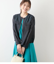 【L】リサイクルポリエステルシアーローン ジップアップブルゾン