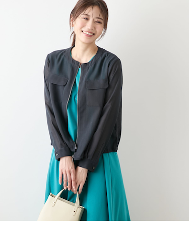 【L】リサイクルポリエステルシアーローン ジップアップブルゾン