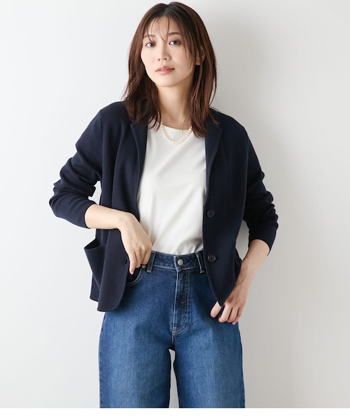 【手洗い可能】和紙混接結編み ニットジャケット