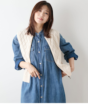 【手洗い可能】ウール混リリヤーン ダイヤ柄ニットベスト