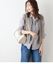 【手洗い可能】ウール混リリヤーン ダイヤ柄ニットベスト