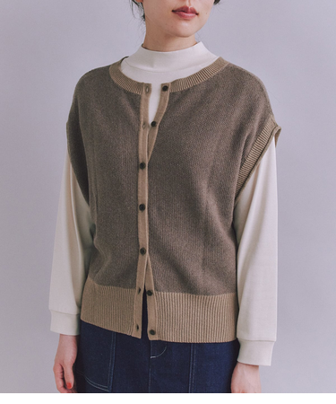 Organic Cotton Wool 配色2wayニットベスト