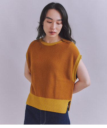 Organic Cotton Wool 配色2wayニットベスト