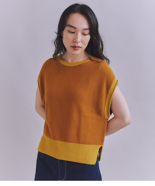 Organic Cotton Wool 配色2wayニットベスト