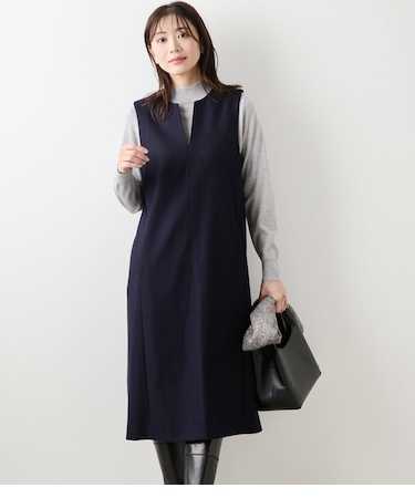 NEWYORKER MELTON キーネックジャンパースカート