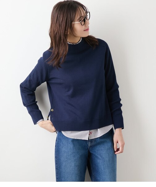 【L】【手洗い可能】ウォッシャブルウール ボトルネックプルオーバー