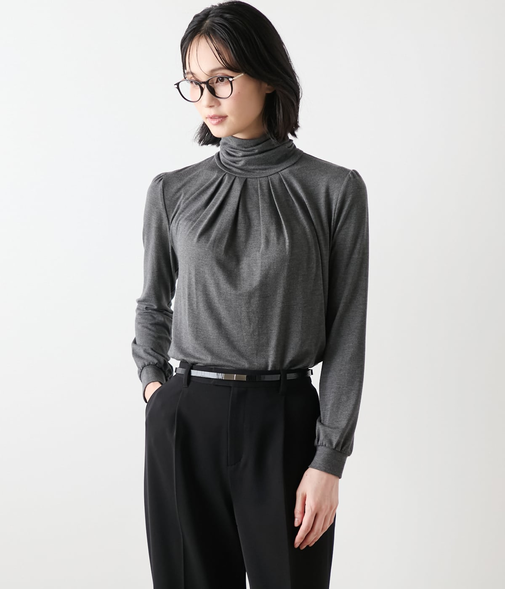 ラグウォーム ギャザータートルネックカットソー