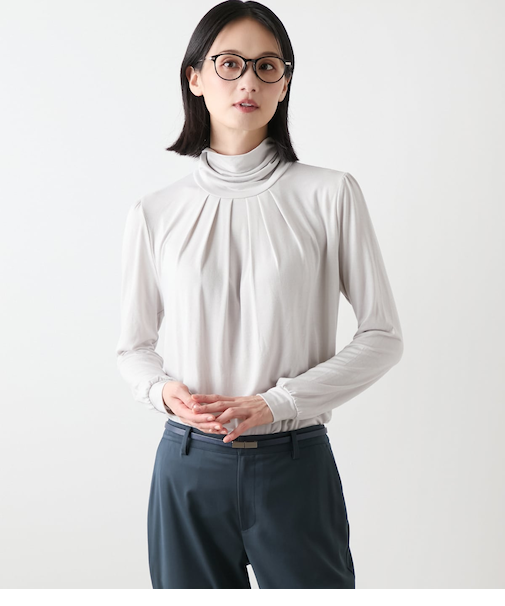 ラグウォーム ギャザータートルネックカットソー