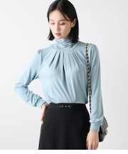 【L】ラグウォーム ギャザータートルネックカットソー