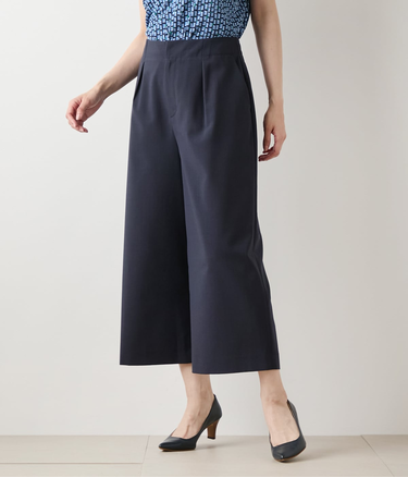 ウーステッドポリエステル ワンタックガウチョパンツ