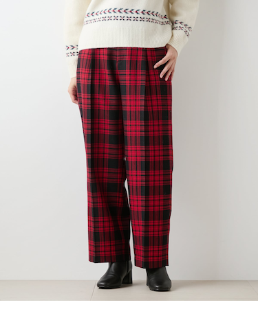 ウールタータン ワンタックテーパードパンツ