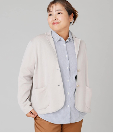 【L】【手洗い可能】和紙混接結編み ニットジャケット