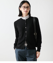 【L】【手洗い可能】ケーブルクルーネックカーディガン