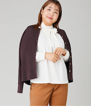 【L】【手洗い可能】ケーブルクルーネックカーディガン