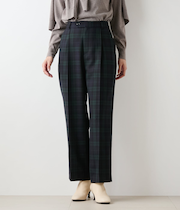 ウールブラックウォッチ ワンタックテーパードパンツ