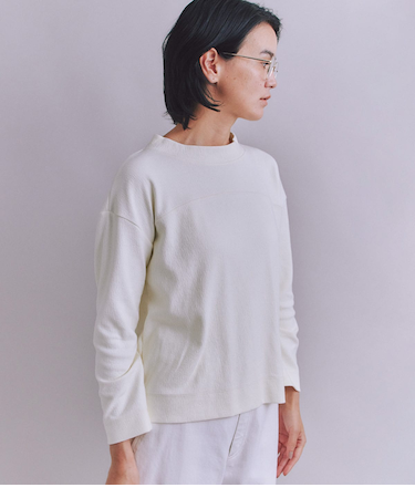 Crepe Double Face Knit 切替えボトルネックプルオーバー